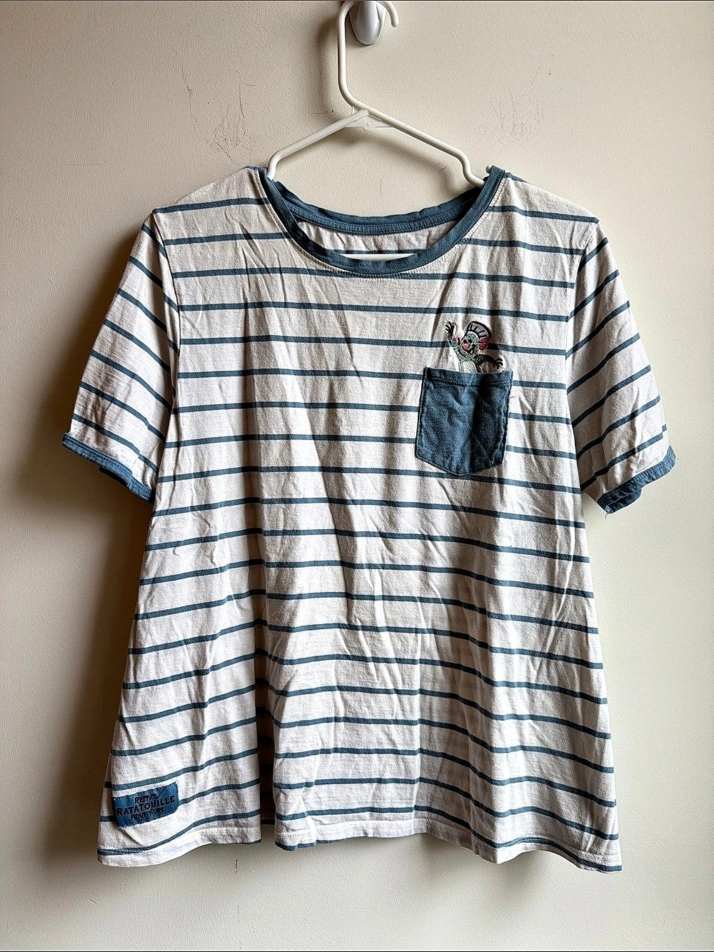 Disney Ratatouille Adventure Striped Short Sleeve Tee in White & Blue